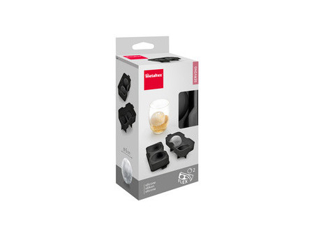 metaltex Bac à glaçons, en silicone, pour 2 glaçons, noir