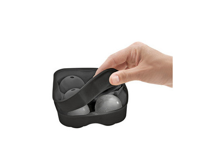 metaltex Bac à glaçons, en silicone, pour 2 glaçons, noir