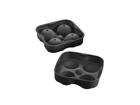 metaltex Bac à glaçons, en silicone, pour 2 glaçons, noir