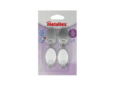 metaltex Crochet adhésif Lilliput, set de 4, ovale, inox