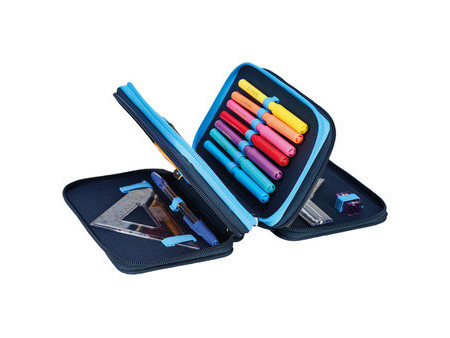 herlitz Étui scolaire triple 'Cosmic Explorer', 31 pièces