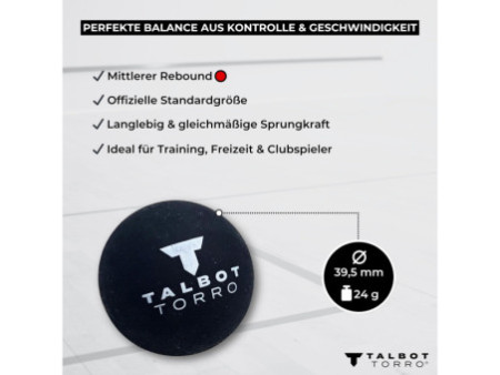 TALBOT torro Balle de squash, moyen, blister de 2, noir