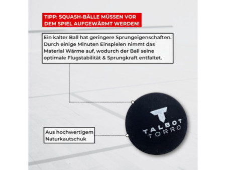 TALBOT torro Balle de squash, moyen, blister de 2, noir