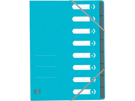 Oxford Trieur Top File+, A4, 8 compartiments, bleu clair