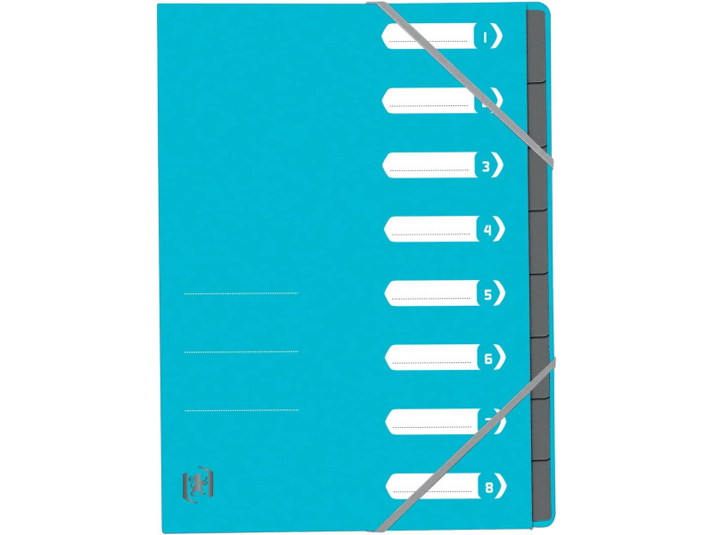 Oxford Trieur Top File+, A4, 8 compartiments, bleu clair