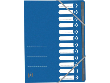 Oxford Trieur Top File+, A4, 12 compartiments, bleu