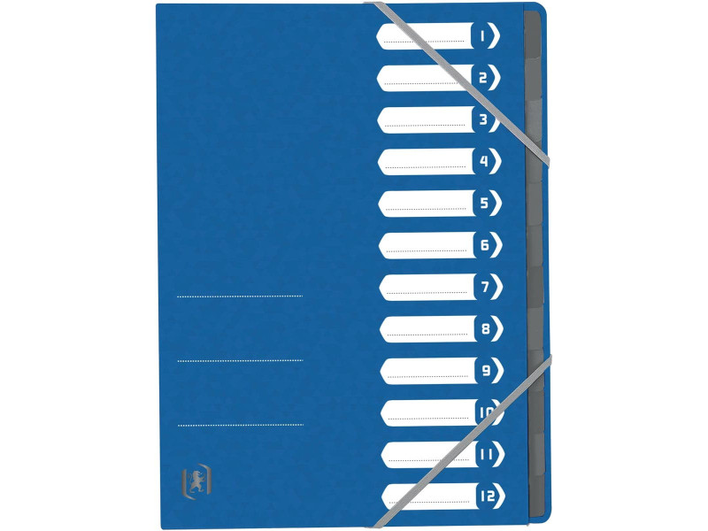 Oxford Trieur Top File+, A4, 12 compartiments, bleu