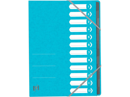 Oxford Trieur Top File+, A4, 12 compartiments, bleu clair