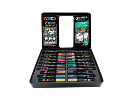 POSCA Marqueur à pigment 'DOODLE ART', mallette métal de 20