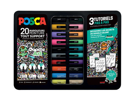POSCA Marqueur à pigment 'DOODLE ART', mallette métal de 20