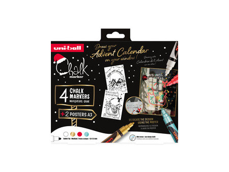 uni-ball Marqueur craie Chalk marker, coffret Noël TRADI