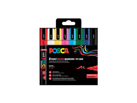 POSCA Marqueur à pigment PC-5BR BRUSH, étui de 16, assorti