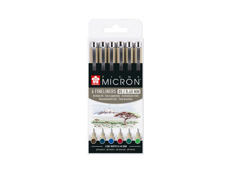 SAKURA Feutre fin PIGMA MICRON 05, couleur terre, étui de 6