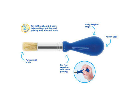 Pelikan Pinceau pour petits enfants, manche bombé, bleu