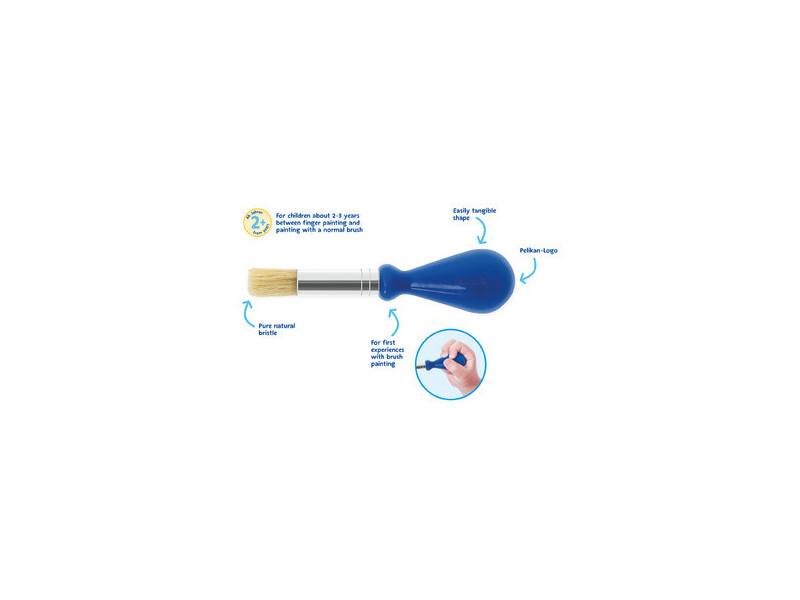 Pelikan Pinceau pour petits enfants, manche bombé, bleu