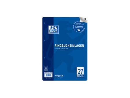 Oxford Feuillets pour classeur, A4, uni, 100 feuilles