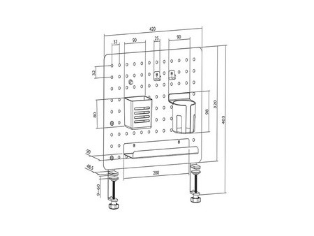 LogiLink Organiseur de bureau avec panneau perforé, blanc