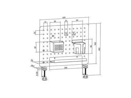 LogiLink Organiseur de bureau avec panneau perforé, blanc