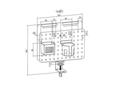 LogiLink Organiseur de bureau avec panneau perforé, blanc