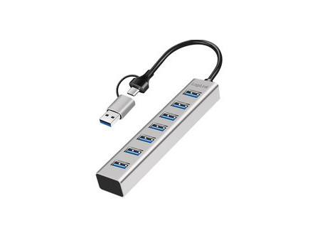 LogiLink Hub USB 3.0, 7 ports, 7x USB-A, argent