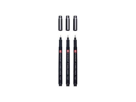 ROYAL TALENS Feutre Pigment Fineliner Fine, set de 3, noir