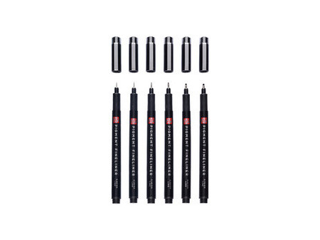 ROYAL TALENS Feutre Pigment Fineliner, set de 6, noir