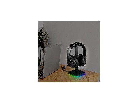 LogiLink, Support pour casque audio, avec lumière RVB, noir