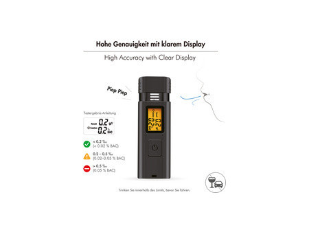 LogiLink Éthylotest, avec écran LCD, noir