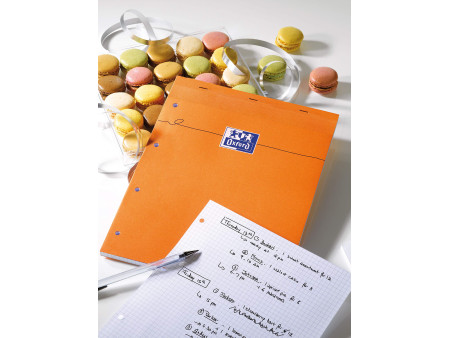 Oxford Bloc-notes, A4, quadrillé, perforé 4 trous, lot de 3