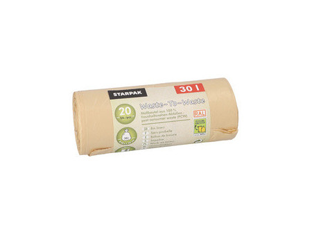 STARPAK Sac poubelle 'Waste-to-Waste', 5 litres, marron