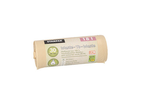 STARPAK Sac poubelle 'Waste-to-Waste', 18 litres, marron