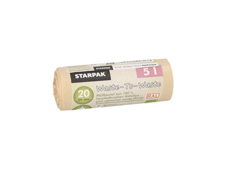 STARPAK Sac poubelle 'Waste-to-Waste', 30 litres, marron