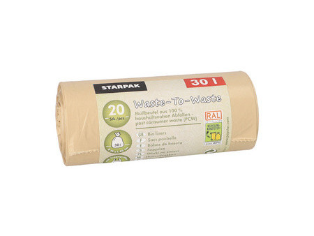 STARPAK Sac poubelle 'Waste-to-Waste', 30 litres, marron