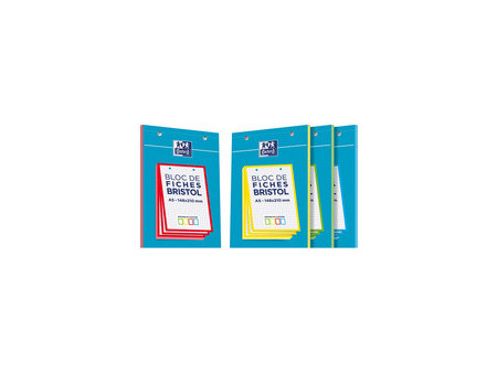 Oxford Bloc de fiches bristol, A5, quadrillé, blanc / jaune