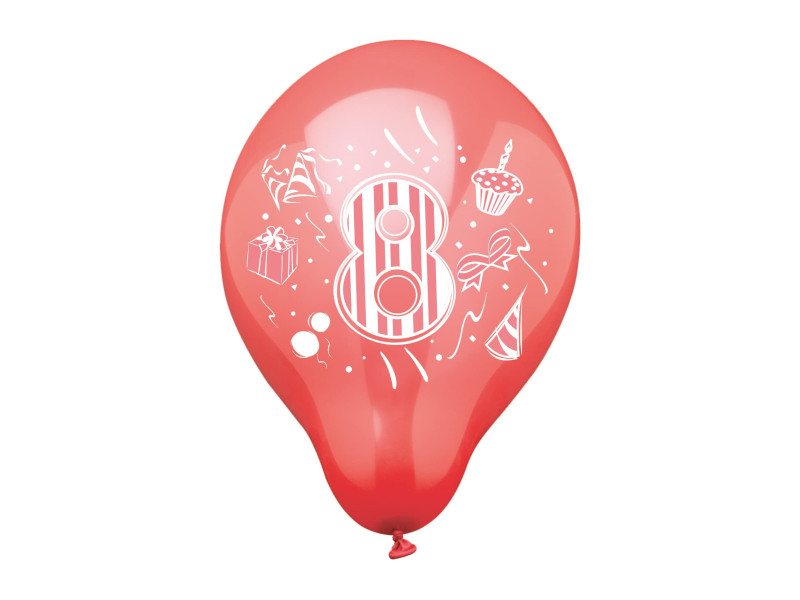 PAPSTAR Ballon de baudruche '8', rond, assorti