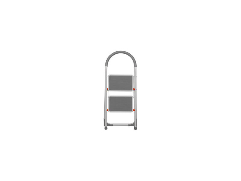 Bradas Escabeau pliable en acier, 2 niveaux, blanc/gris