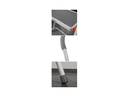 Bradas Escabeau pliable en acier, 2 niveaux, blanc/gris