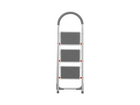 Bradas Escabeau pliable en acier, 2 niveaux, blanc/gris