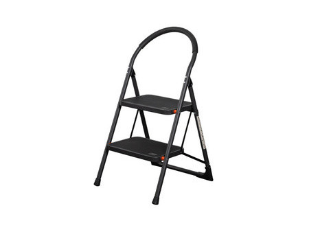 Bradas Escabeau pliable en acier, 2 niveaux, noir