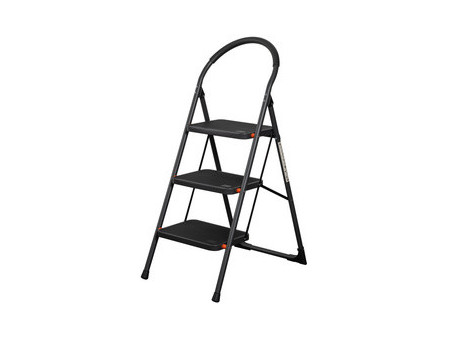 Bradas Escabeau pliable en acier, 3 niveaux, noir