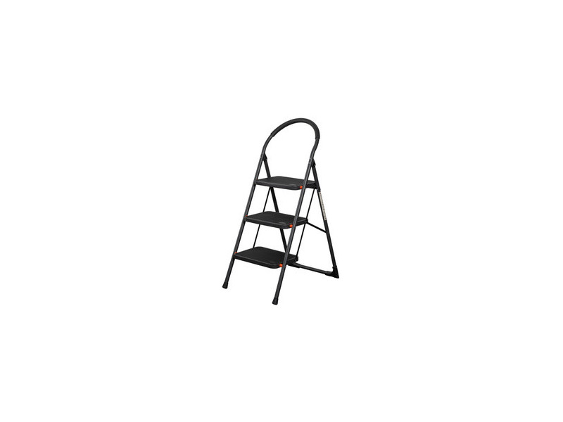 Bradas Escabeau pliable en acier, 3 niveaux, noir