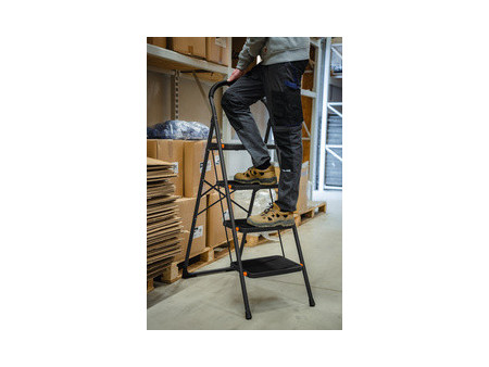 Bradas Escabeau pliable en acier, 3 niveaux, noir