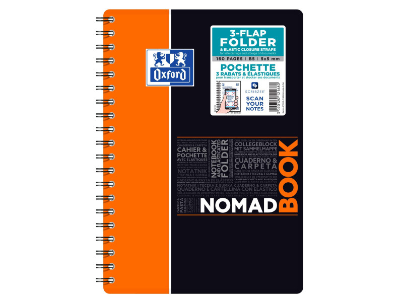Oxford Etudiants Cahier 'NOMADBOOK', B5, quadrillé 5x5