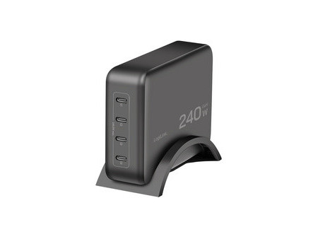 LogiLink Chargeur de bureau USB-C, 4 ports, GaN, 240 W