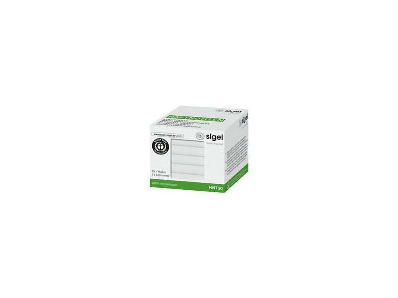 sigel Bloc-notes adhésif, 75 x 75 mm, uni, blanc