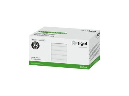 sigel Bloc-notes adhésif, 75 x 75 mm, uni, blanc
