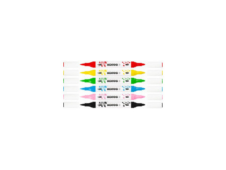 Kores Marqueur acrylique Duo, 2 pointes, set de 6, assorti