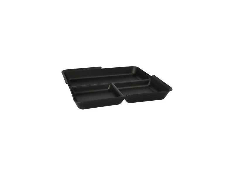 PAPSTAR Barquette Circulware, carré, 3 compartiments, noir