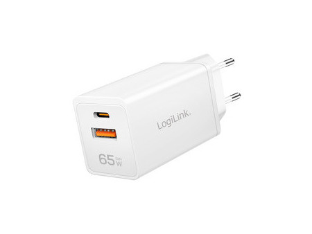 LogiLink Chargeur secteur USB, 1x USB-A, 1x USB-C, 65 W
