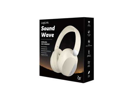 LogiLink Casque audio BT 6.0 SOUND WAVE, bluetooth, creme